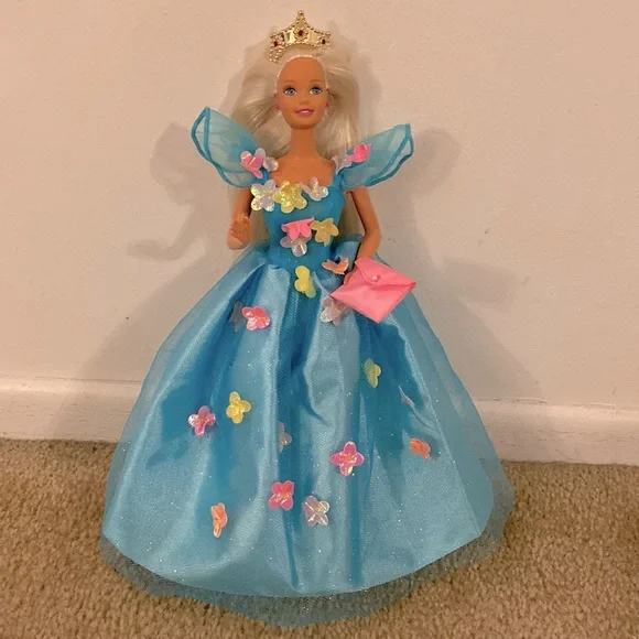 Barbie Toys Vintage 9s Barbie Mattel Sparkly Blue Dress